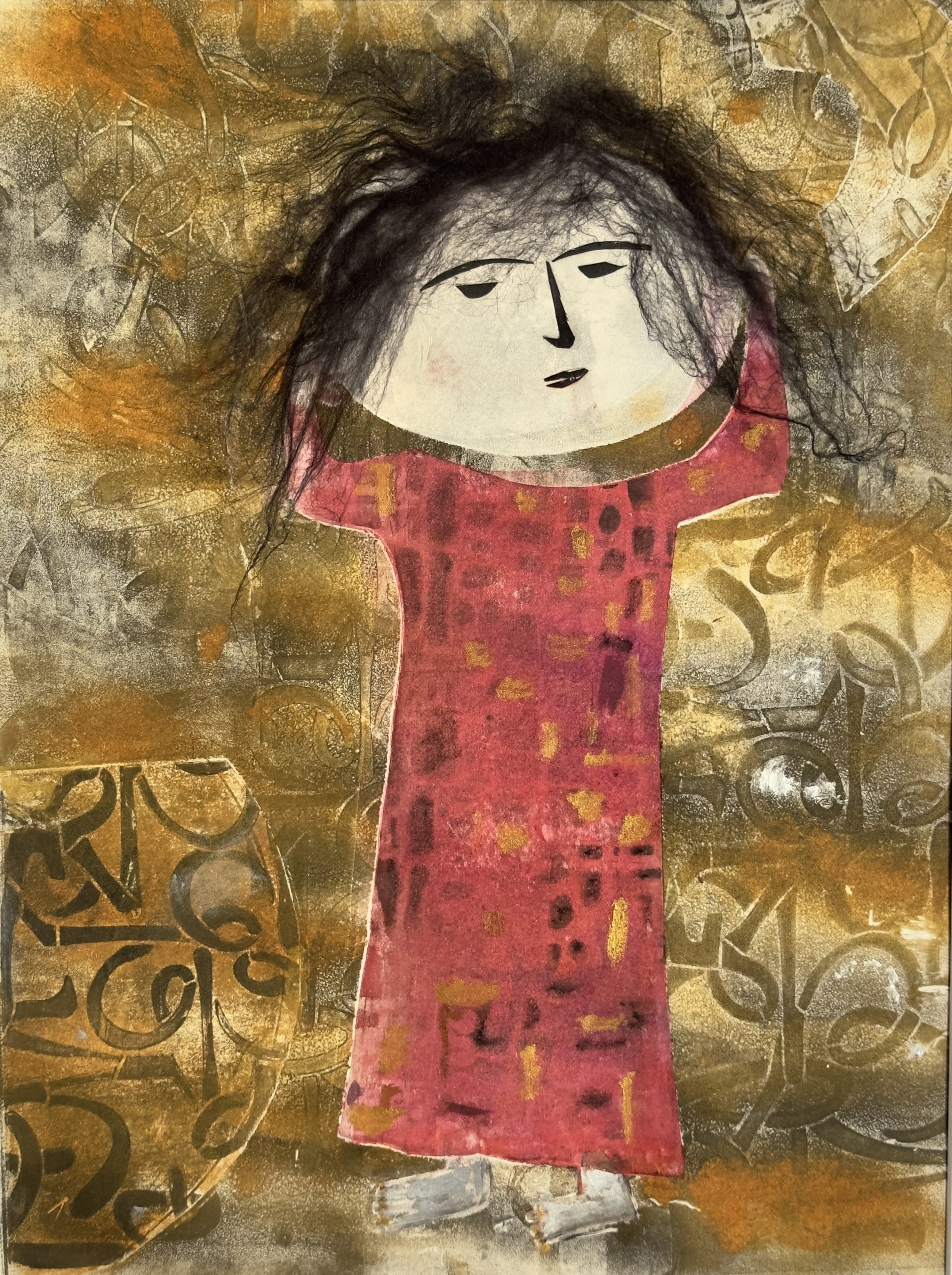 Despeinada &ndash; Monoprint/Collage (44 x 54 cm)