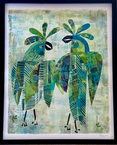 Comadres (Monoprint-Collage 20" x 17")